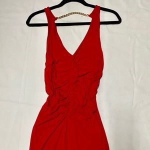 Red Orange Chain Backless Dress